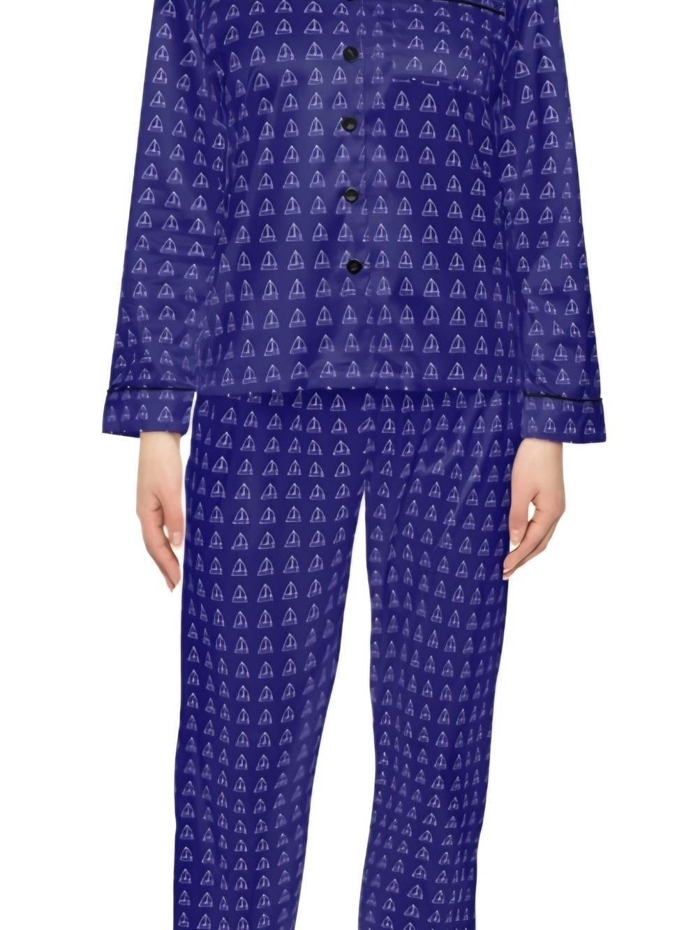 NWT, Come Sail Away - Women's Satin Nautical Navy Pajama Set